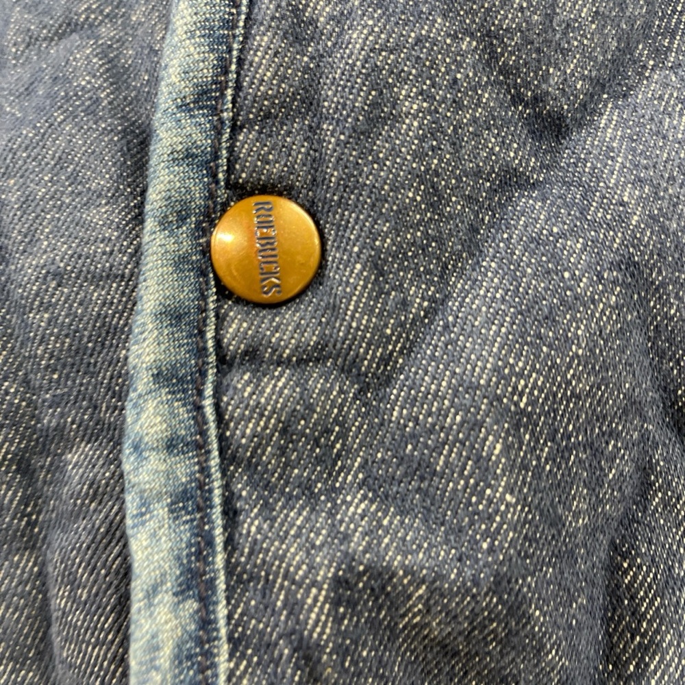 Vintage Denim Shearling Vest // 70's Roebucks // Size X-Large - Picture 2 of 4